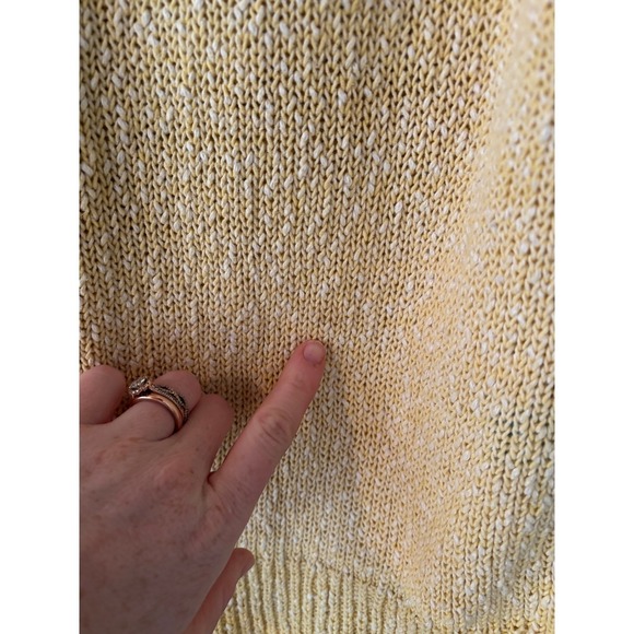 J McLaughlin Yellow Speckled Knit Raglan Sleeve Crew Neck Sweater Women's Medium - Picture 5 of 5